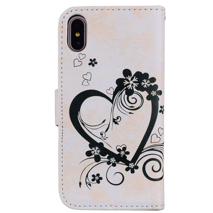 For iPhone X / XS Pressed Flowers Butterfly Love Pattern Horizontal Flip Leather Case with Holder & Card Slots & Wallet & Lanyard & Photo Frame