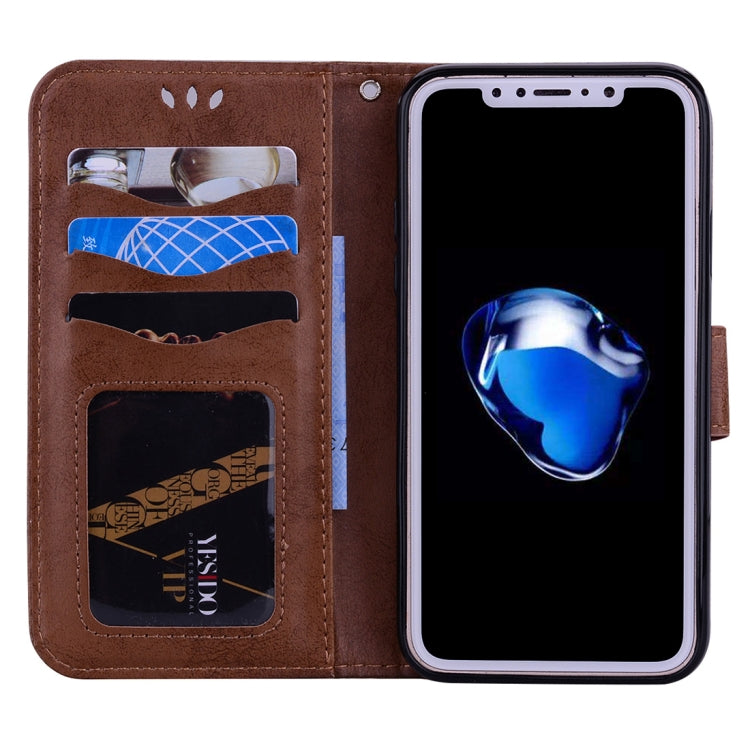 For iPhone X / XS Pressed Flowers Butterfly Love Pattern Horizontal Flip Leather Case with Holder & Card Slots & Wallet & Lanyard & Photo Frame