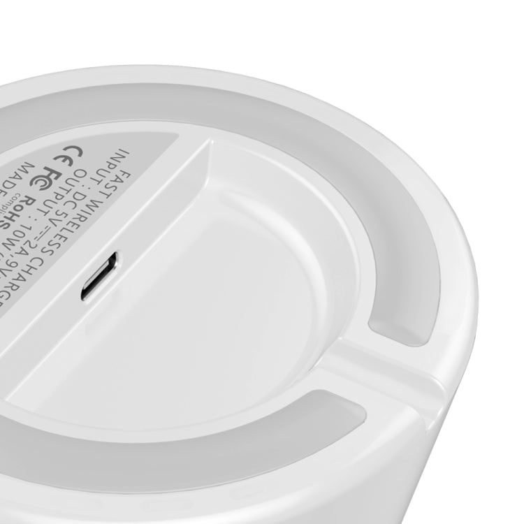 HAMTOD HFC100 10W (Max) Intelligent Qi Standard Wireless Charger, Support Fast Charging, For iPhone, Galaxy, Huawei, Xiaomi, LG, HTC and Other QI Standard Smart Phones (White)