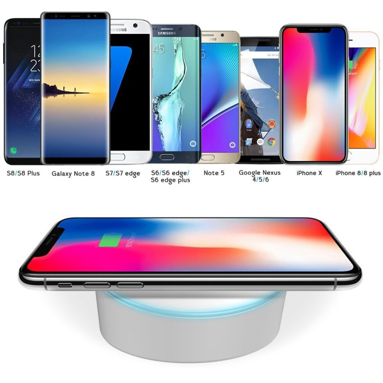 HAMTOD HFC100 10W (Max) Intelligent Qi Standard Wireless Charger, Support Fast Charging, For iPhone, Galaxy, Huawei, Xiaomi, LG, HTC and Other QI Standard Smart Phones (White)