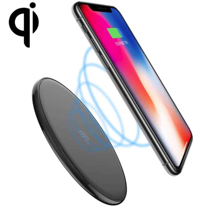 HAMTOD 10W (Max) Round Shape Intelligent Qi Standard Wireless Charger, Support Fast Charging, For iPhone, Galaxy, Huawei, Xiaomi, LG, HTC and Other QI Standard Smart Phones