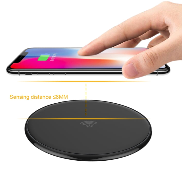 HAMTOD 10W (Max) Round Shape Intelligent Qi Standard Wireless Charger, Support Fast Charging, For iPhone, Galaxy, Huawei, Xiaomi, LG, HTC and Other QI Standard Smart Phones