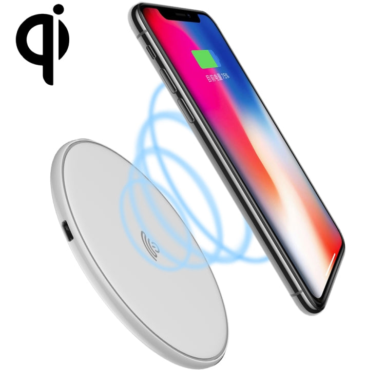 HAMTOD 10W (Max) Round Shape Intelligent Qi Standard Wireless Charger, Support Fast Charging, For iPhone, Galaxy, Huawei, Xiaomi, LG, HTC and Other QI Standard Smart Phones