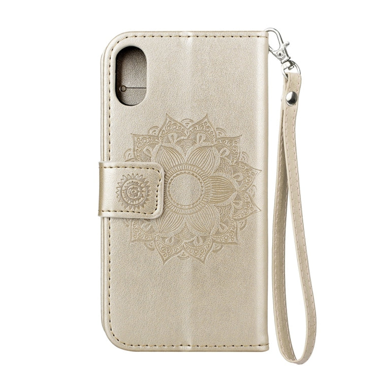 For iPhone X / XS Mandragora Pattern Crystal Encrusted Horizontal Flip Leather Case with Card Slot & Holder & Wallet & Lanyard