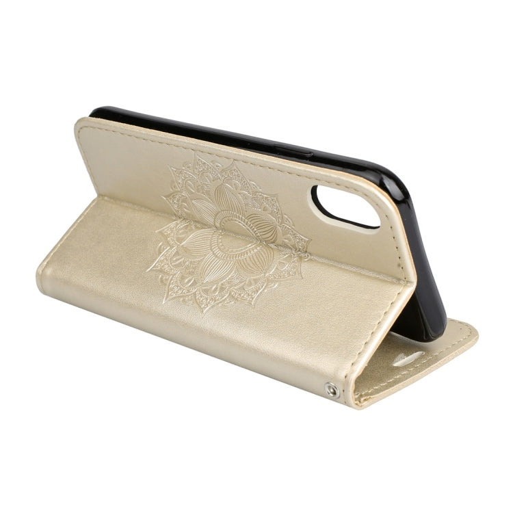 For iPhone X / XS Mandragora Pattern Crystal Encrusted Horizontal Flip Leather Case with Card Slot & Holder & Wallet & Lanyard