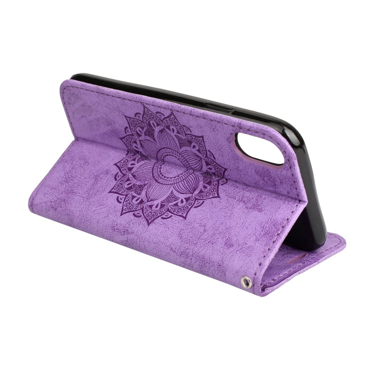 For iPhone X / XS Mandragora Pattern Crystal Encrusted Horizontal Flip Leather Case with Card Slot & Holder & Wallet & Lanyard