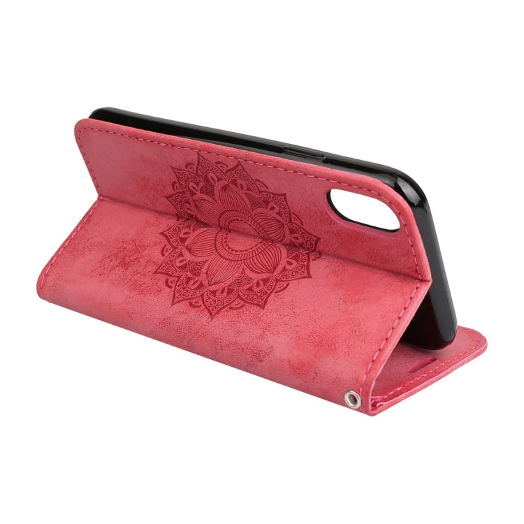 For iPhone X / XS Mandragora Pattern Crystal Encrusted Horizontal Flip Leather Case with Card Slot & Holder & Wallet & Lanyard