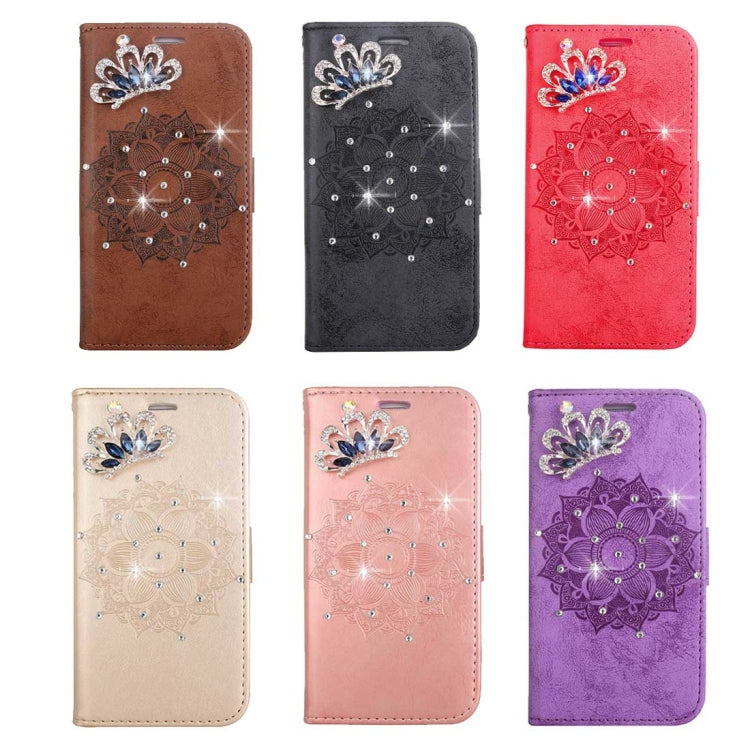 For iPhone X / XS Mandragora Pattern Crystal Encrusted Horizontal Flip Leather Case with Card Slot & Holder & Wallet & Lanyard