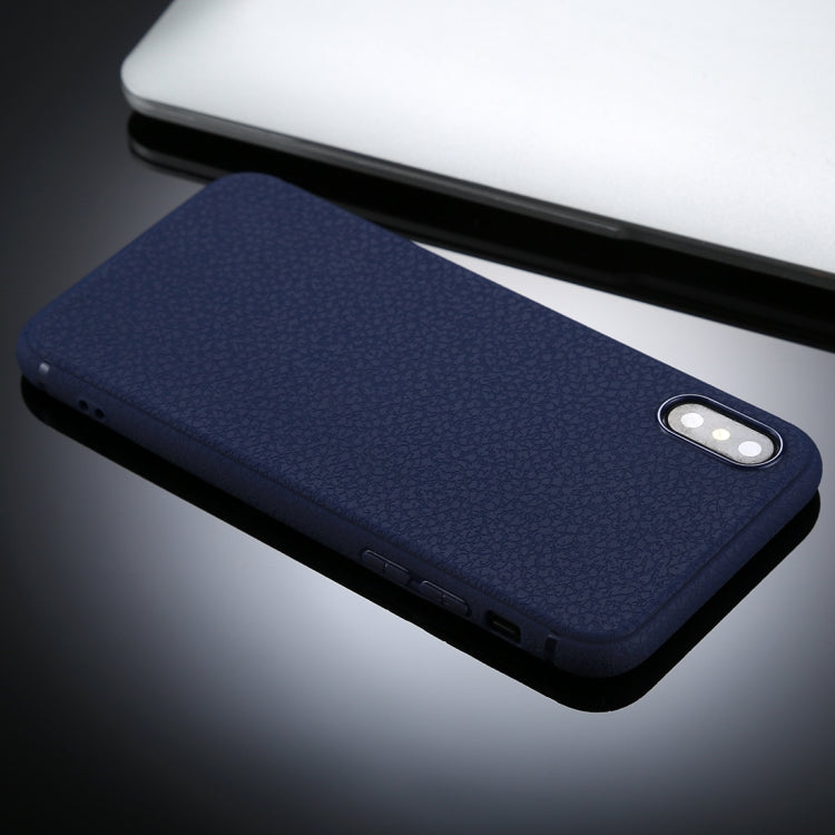 For iPhone X / XS Litchi Texture TPU Protective Soft Back Case