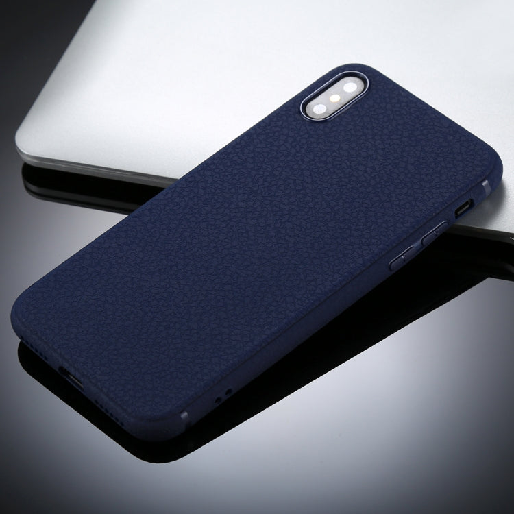 For iPhone X / XS Litchi Texture TPU Protective Soft Back Case