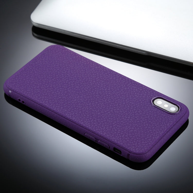 For iPhone X / XS Litchi Texture TPU Protective Soft Back Case