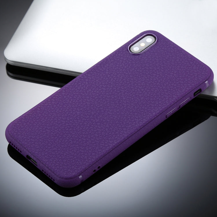 For iPhone X / XS Litchi Texture TPU Protective Soft Back Case