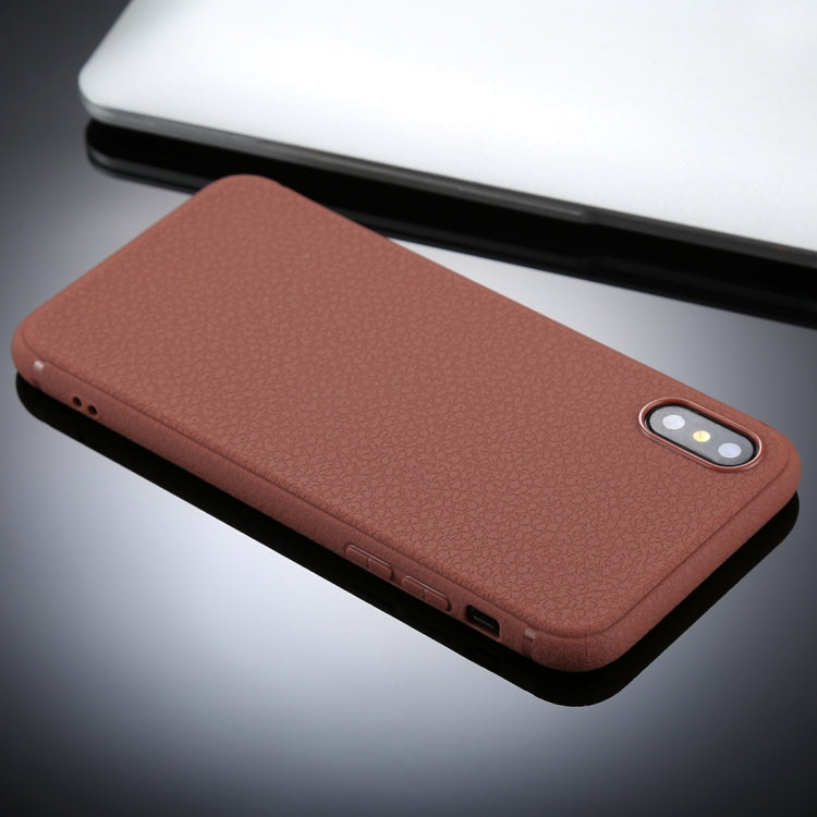 For iPhone X / XS Litchi Texture TPU Protective Soft Back Case