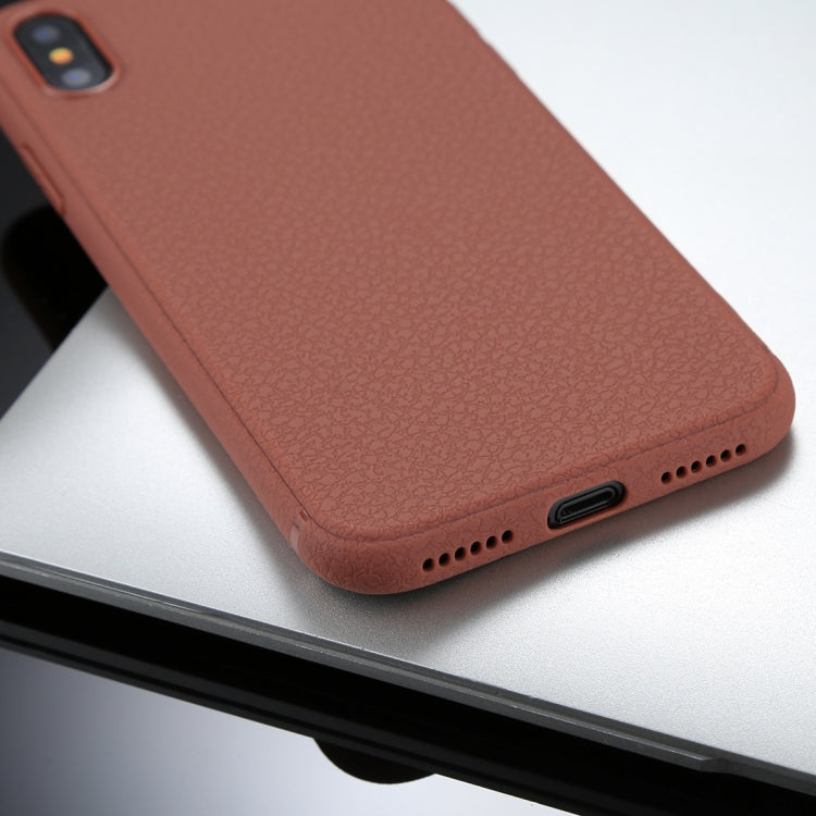 For iPhone X / XS Litchi Texture TPU Protective Soft Back Case
