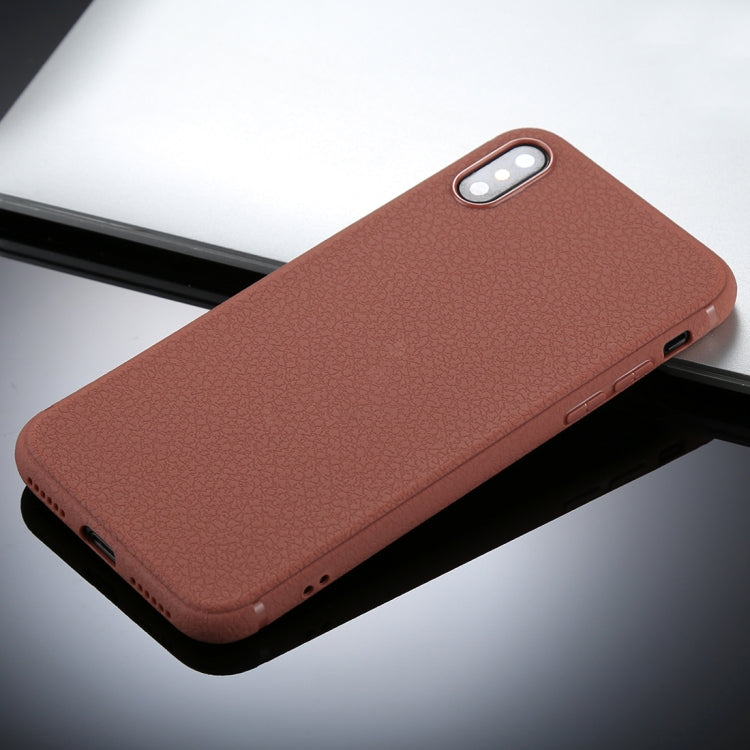 For iPhone X / XS Litchi Texture TPU Protective Soft Back Case