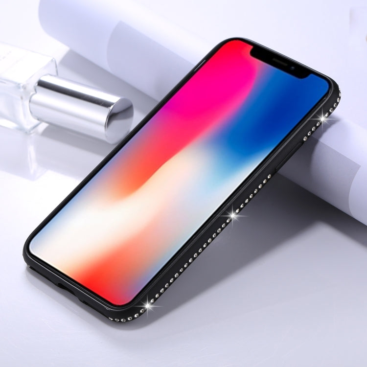 For iPhone X / XS Crystal Decor Sides Frosted Soft TPU Protective Back Case