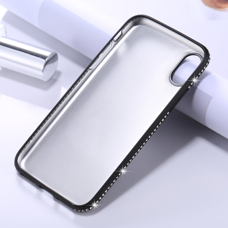 For iPhone X / XS Crystal Decor Sides Frosted Soft TPU Protective Back Case