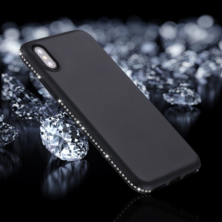For iPhone X / XS Crystal Decor Sides Frosted Soft TPU Protective Back Case