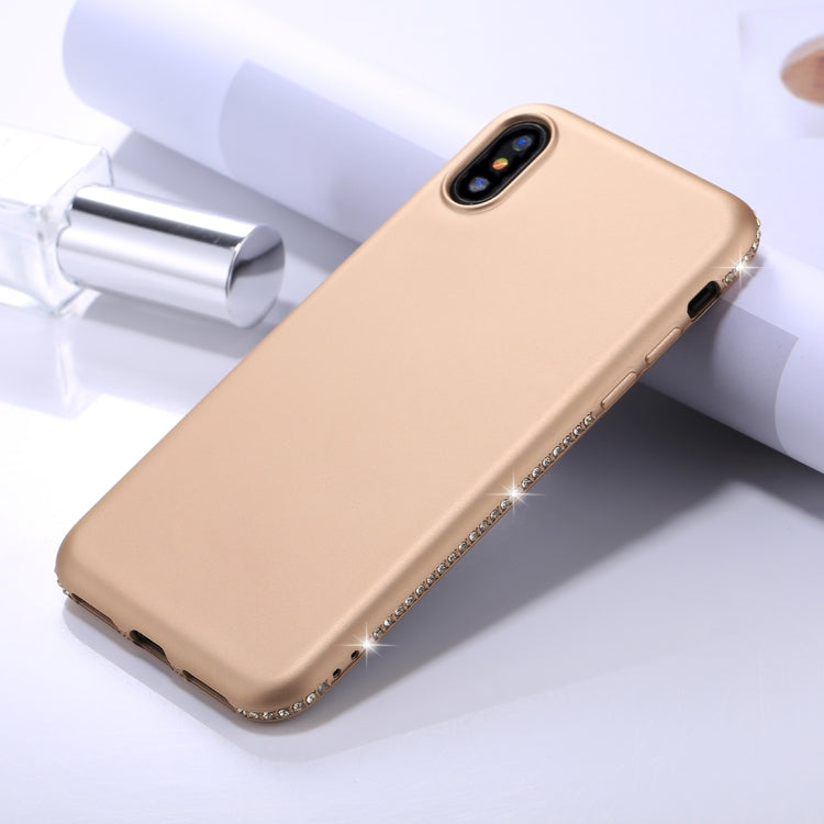 For iPhone X / XS Crystal Decor Sides Frosted Soft TPU Protective Back Case