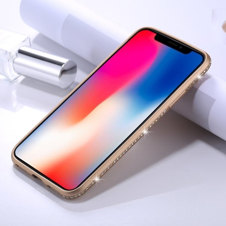 For iPhone X / XS Crystal Decor Sides Frosted Soft TPU Protective Back Case