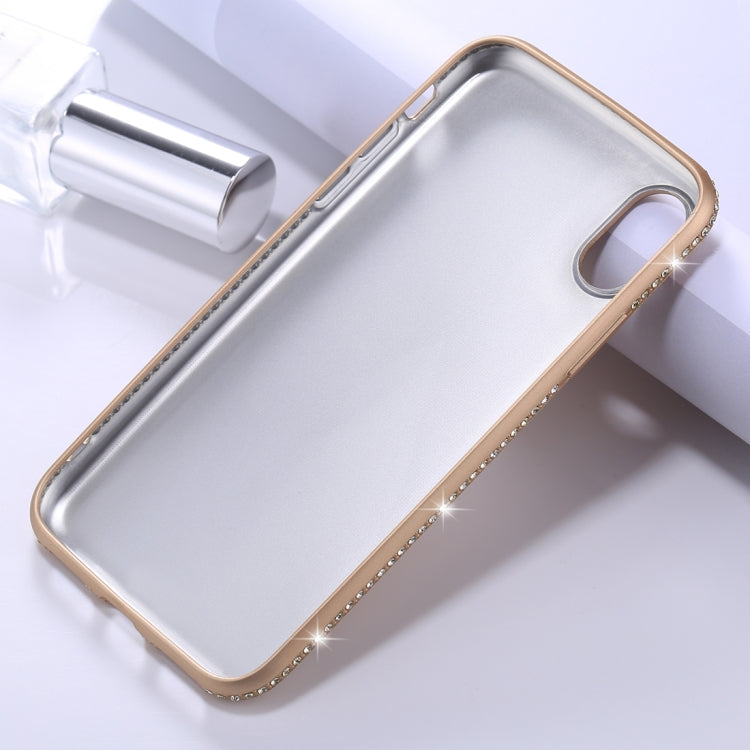 For iPhone X / XS Crystal Decor Sides Frosted Soft TPU Protective Back Case