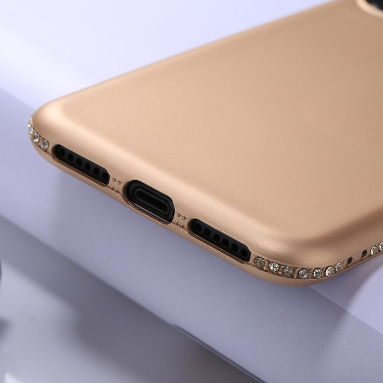 For iPhone X / XS Crystal Decor Sides Frosted Soft TPU Protective Back Case