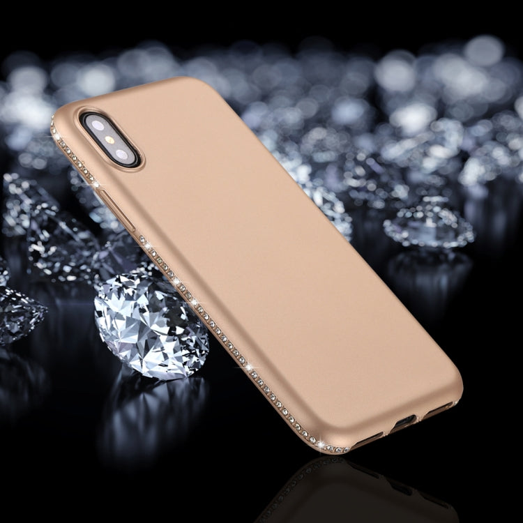 For iPhone X / XS Crystal Decor Sides Frosted Soft TPU Protective Back Case
