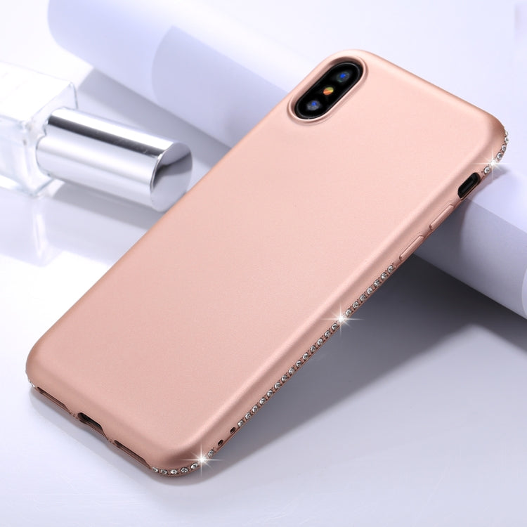 For iPhone X / XS Crystal Decor Sides Frosted Soft TPU Protective Back Case