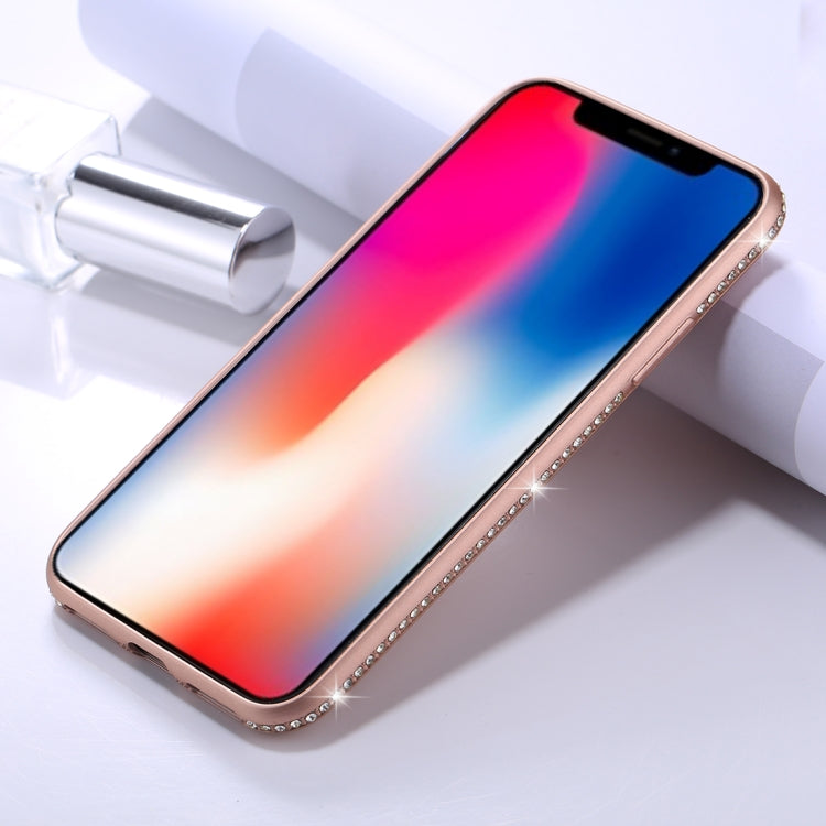 For iPhone X / XS Crystal Decor Sides Frosted Soft TPU Protective Back Case