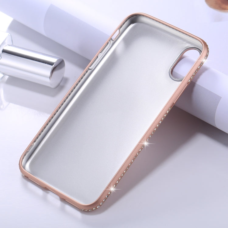 For iPhone X / XS Crystal Decor Sides Frosted Soft TPU Protective Back Case