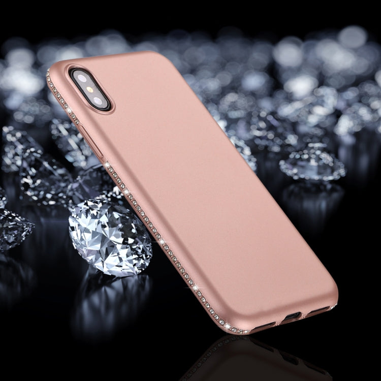 For iPhone X / XS Crystal Decor Sides Frosted Soft TPU Protective Back Case