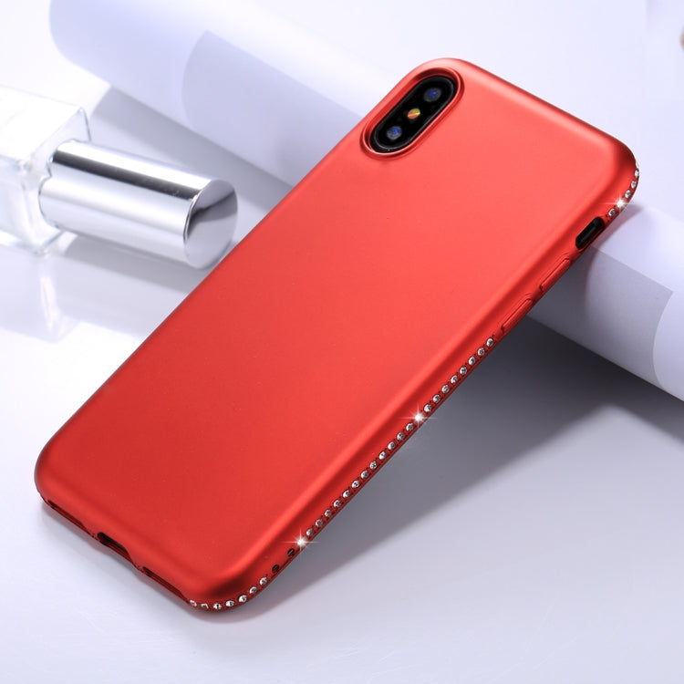 For iPhone X / XS Crystal Decor Sides Frosted Soft TPU Protective Back Case
