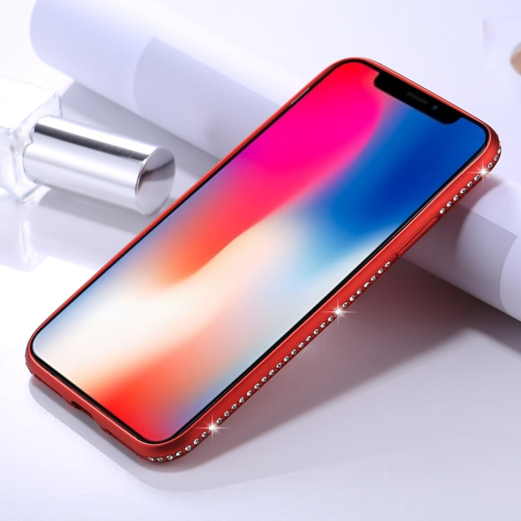 For iPhone X / XS Crystal Decor Sides Frosted Soft TPU Protective Back Case
