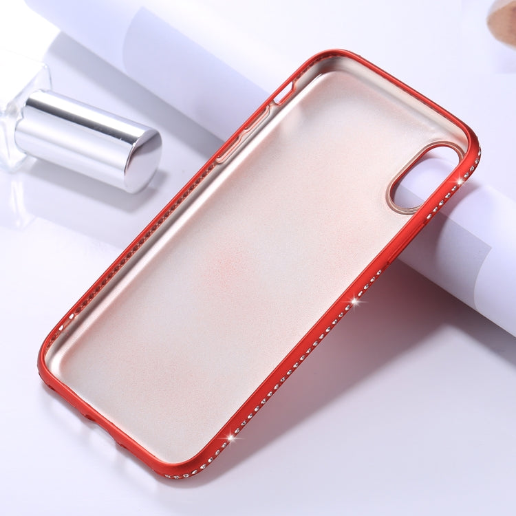 For iPhone X / XS Crystal Decor Sides Frosted Soft TPU Protective Back Case