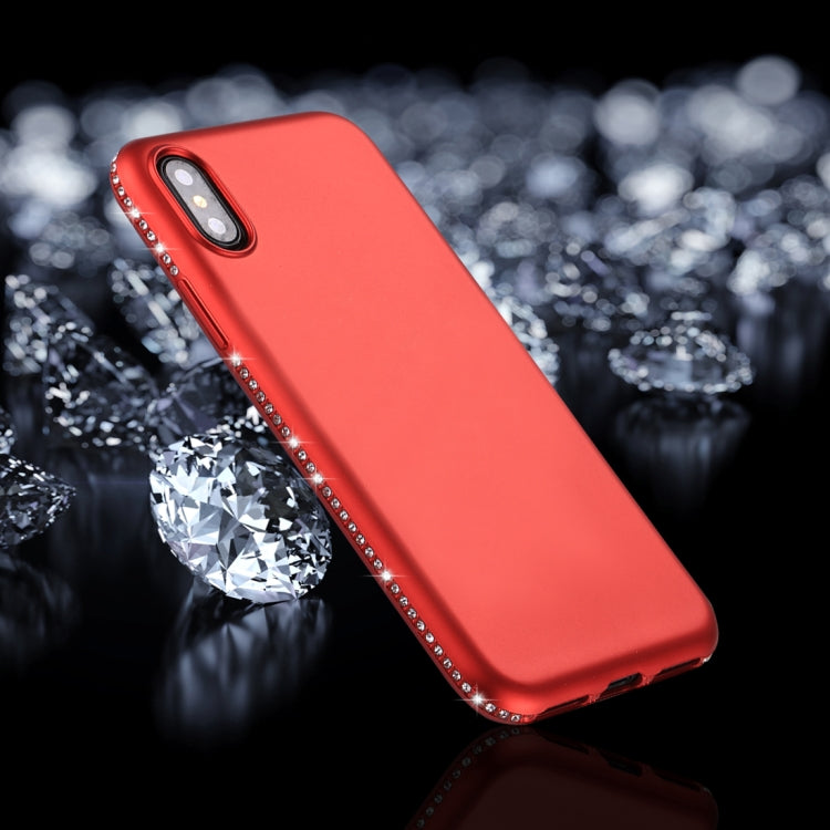 For iPhone X / XS Crystal Decor Sides Frosted Soft TPU Protective Back Case