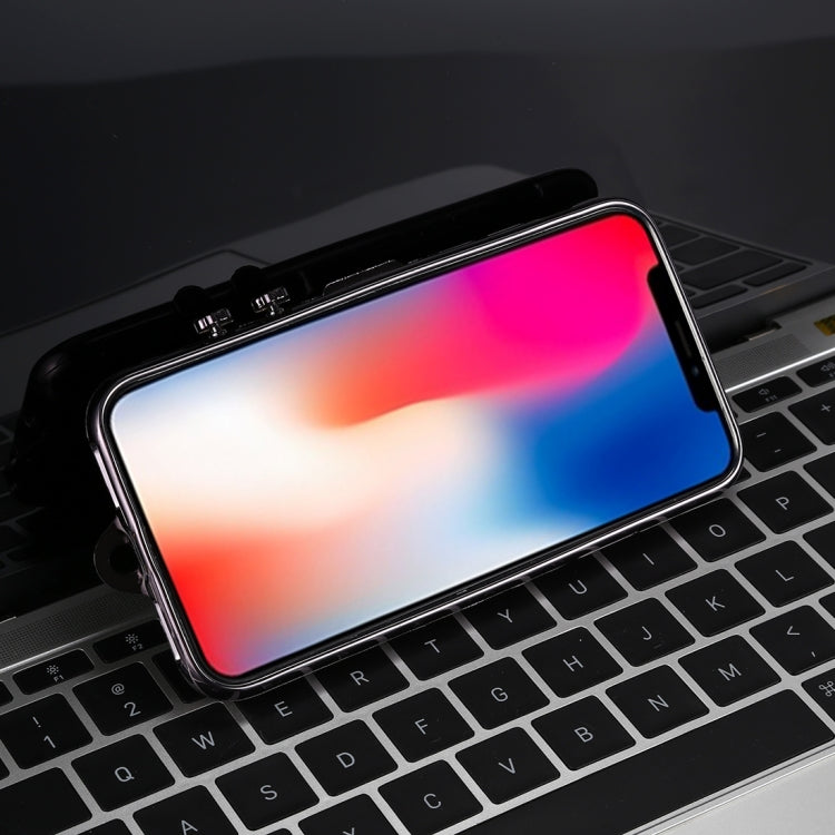 For iPhone X / XS TPU Camera Shape Mirror Glitter Protective Back Cover Case  with Holder & Lanyard(Black)
