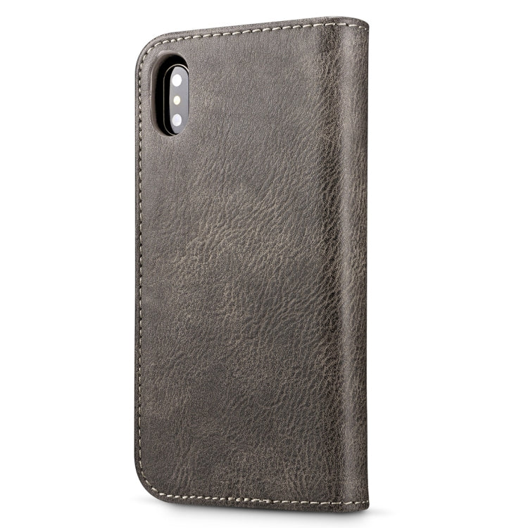 For iPhone X / XS DG.MING  Crazy Horse Texture Horizontal Flip Detachable Magnetic Protective Case with Holder & Card Slots & Wallet