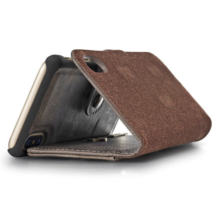For iPhone X / XS DG.MING  Crazy Horse Texture Horizontal Flip Detachable Magnetic Protective Case with Holder & Card Slots & Wallet