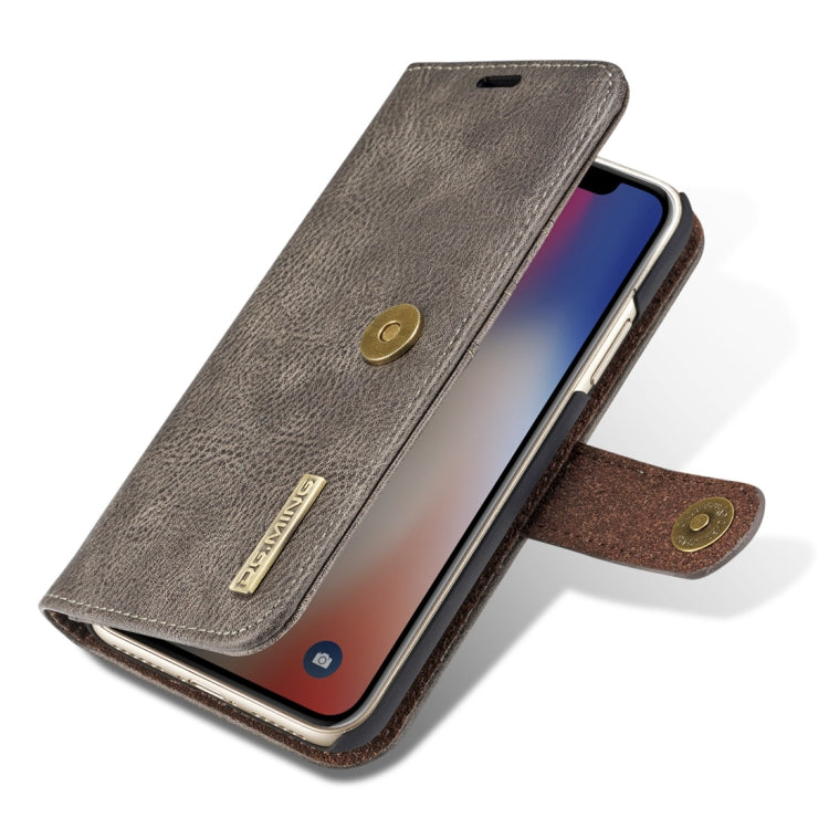 For iPhone X / XS DG.MING  Crazy Horse Texture Horizontal Flip Detachable Magnetic Protective Case with Holder & Card Slots & Wallet