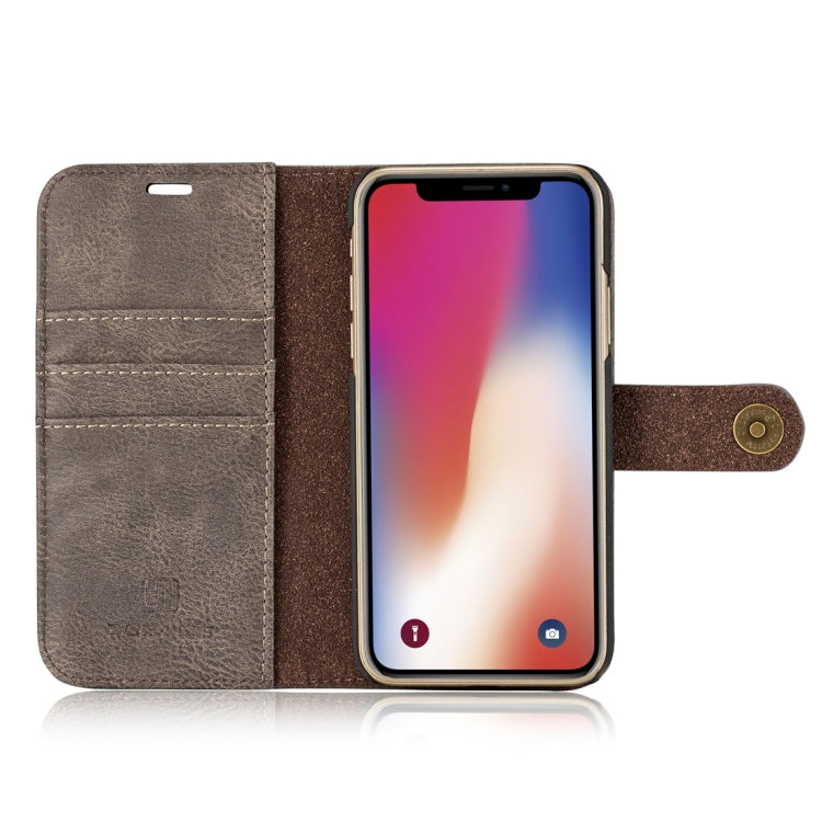 For iPhone X / XS DG.MING  Crazy Horse Texture Horizontal Flip Detachable Magnetic Protective Case with Holder & Card Slots & Wallet