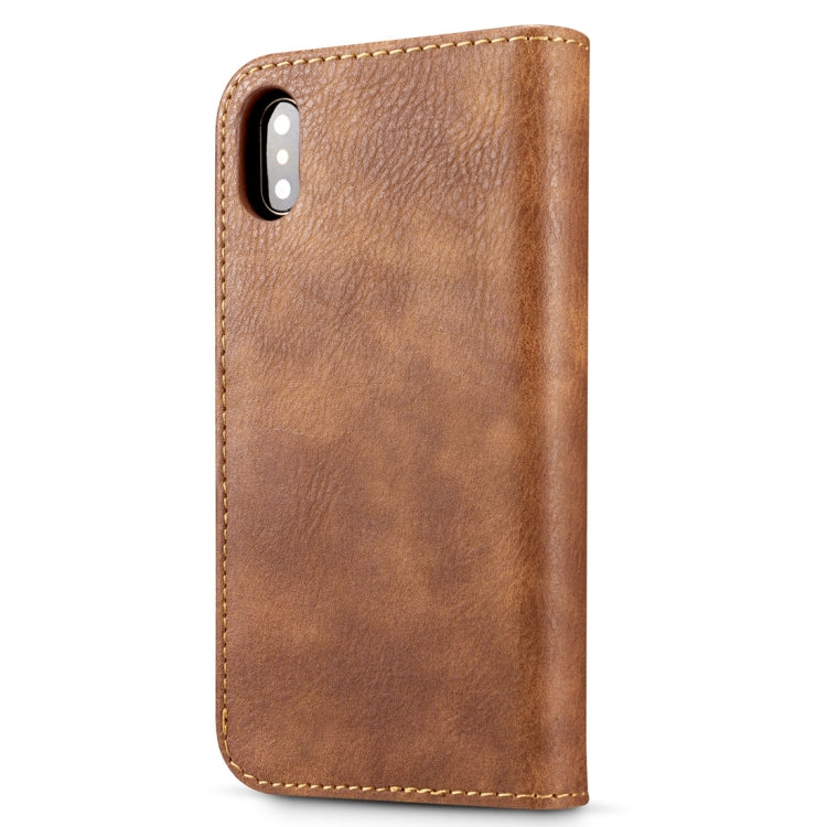 For iPhone X / XS DG.MING  Crazy Horse Texture Horizontal Flip Detachable Magnetic Protective Case with Holder & Card Slots & Wallet