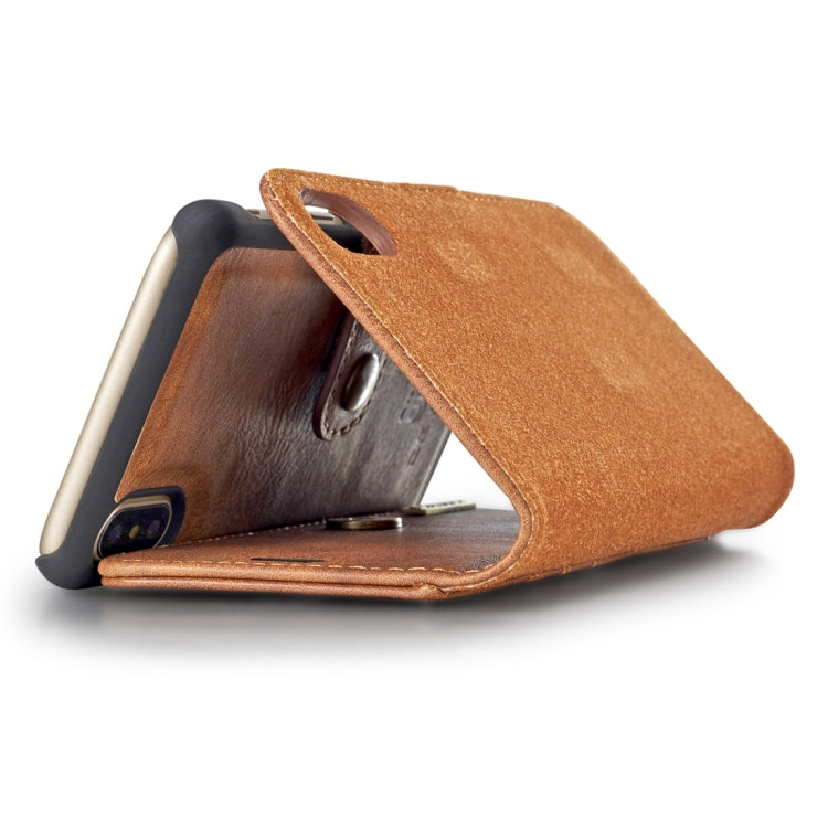 For iPhone X / XS DG.MING  Crazy Horse Texture Horizontal Flip Detachable Magnetic Protective Case with Holder & Card Slots & Wallet