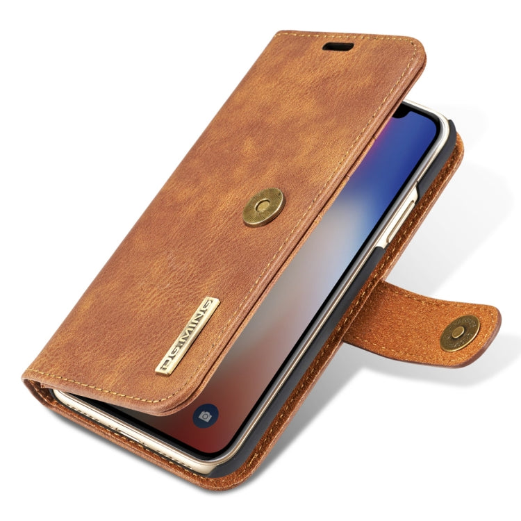 For iPhone X / XS DG.MING  Crazy Horse Texture Horizontal Flip Detachable Magnetic Protective Case with Holder & Card Slots & Wallet