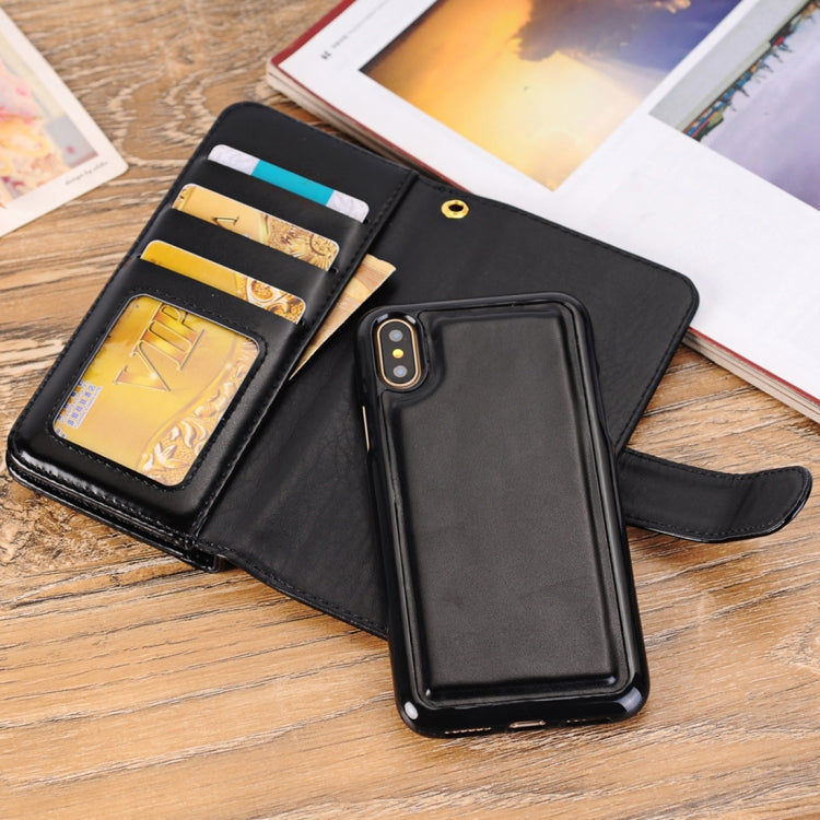 For iPhone X / XS 2 in 1 PU Leather 3-layer Horizontal Flip Protective Case with Card Slots & Wallet