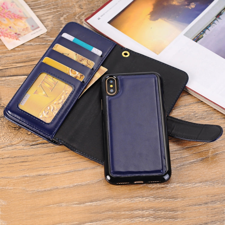 For iPhone X / XS 2 in 1 PU Leather 3-layer Horizontal Flip Protective Case with Card Slots & Wallet