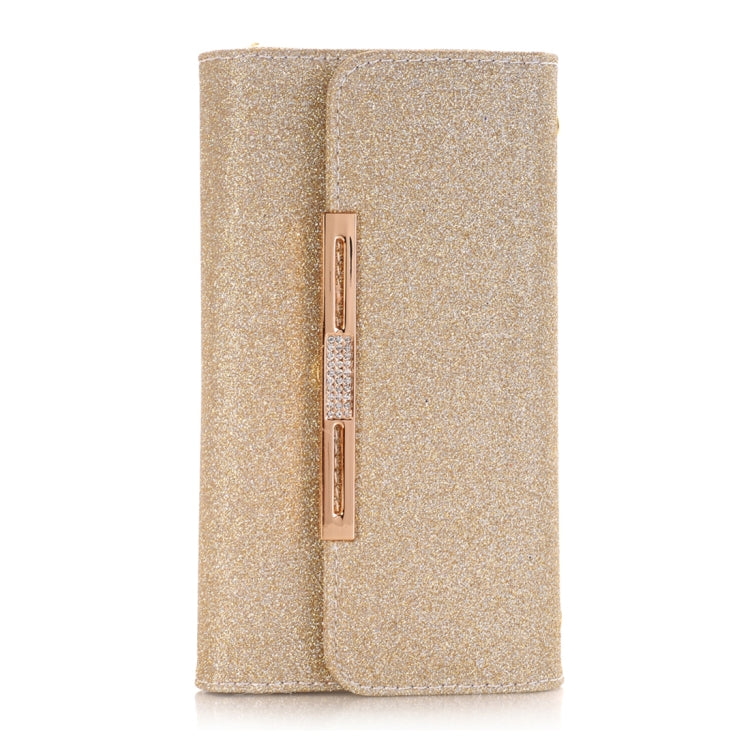 For iPhone X / XS Glitter Powder Frosted Shoulder Bag Horizontal Flip Leather Case Cover with Card Slots