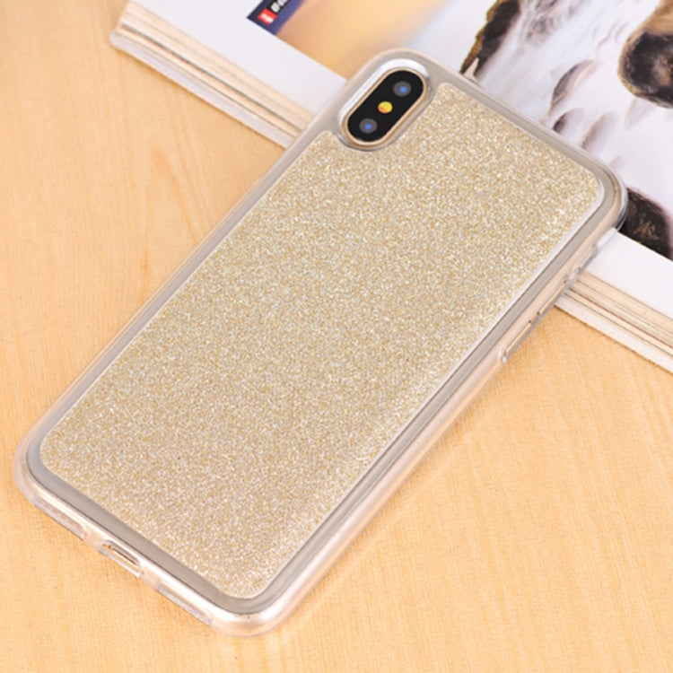 For iPhone X / XS Glitter Powder Frosted Shoulder Bag Horizontal Flip Leather Case Cover with Card Slots