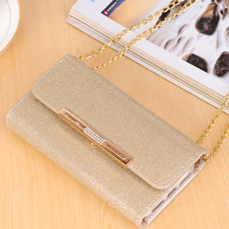 For iPhone X / XS Glitter Powder Frosted Shoulder Bag Horizontal Flip Leather Case Cover with Card Slots