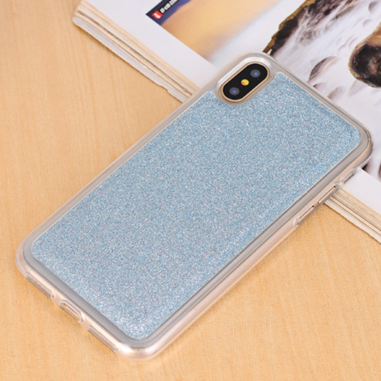 For iPhone X / XS Glitter Powder Frosted Shoulder Bag Horizontal Flip Leather Case Cover with Card Slots