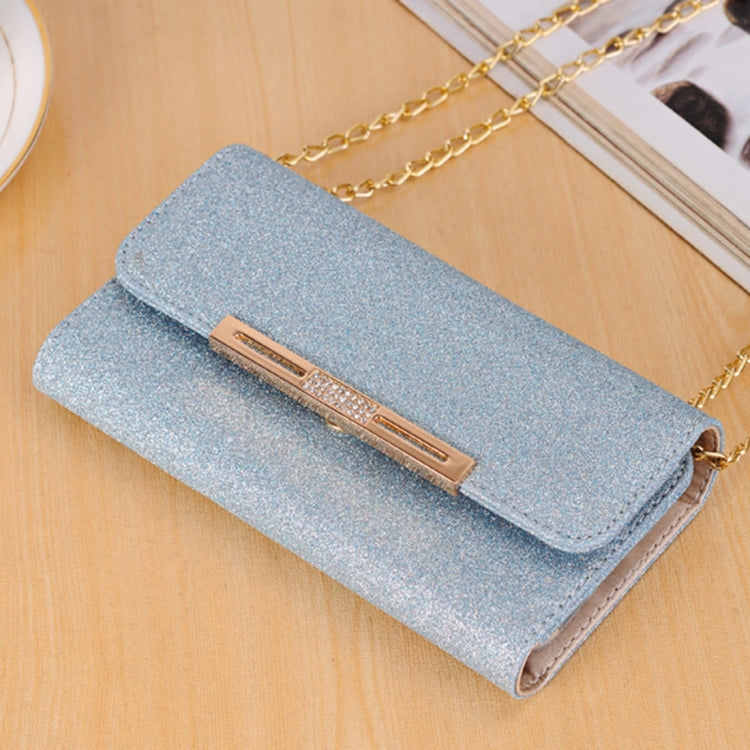 For iPhone X / XS Glitter Powder Frosted Shoulder Bag Horizontal Flip Leather Case Cover with Card Slots